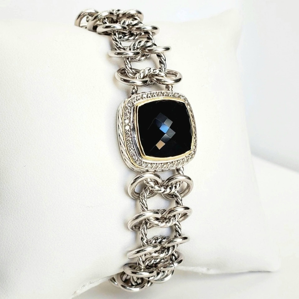 David Yurman Albion Chainmail Bracelet with 18k Gold, Black Onyx & Diamonds - Picture 9 of 9